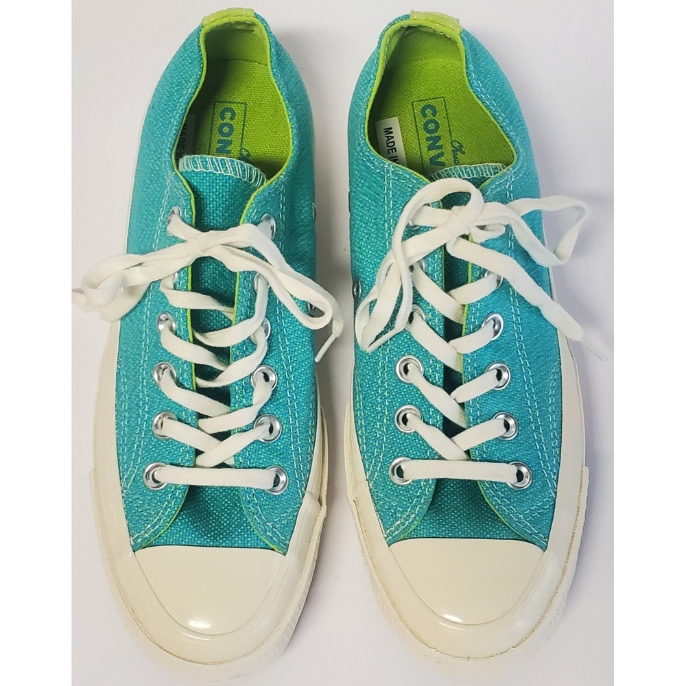 Converse Chuck Taylor Sneakers 7 Neon Nights NWOT Turquoise/Lime Low Shaft 2021 - Picture 5 of 16